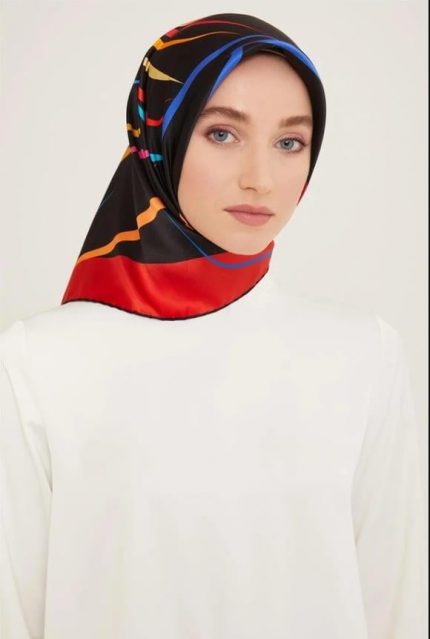 Armine Tivil İpek Eşarp 9115-38 Siyah Karışık Desen