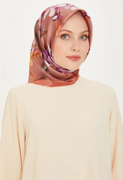 Armine Tivil İpek Eşarp 9215-33 Pembe Karışık Desen