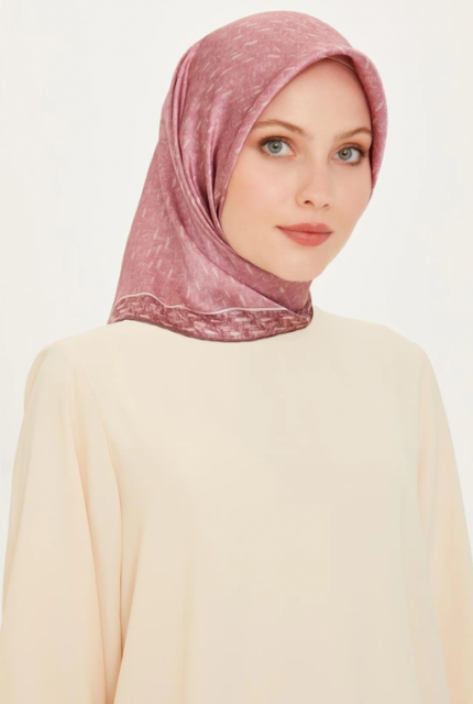 Armine Tivil İpek Eşarp 9230-31 Pembe Karışık Desen