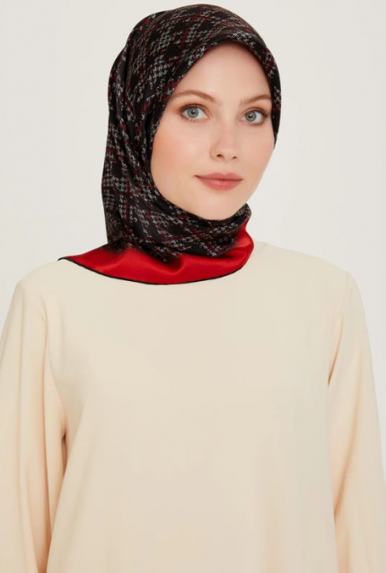 Armine Tivil İpek Eşarp 9239-05 Siyah Karışık Desen