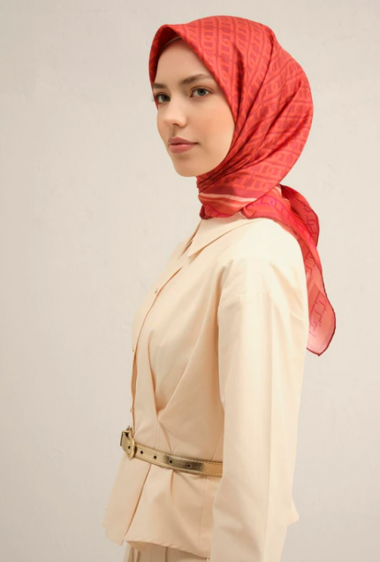 Armine Tivil İpek Eşarp 9301-04 Bordo Karışık Desen