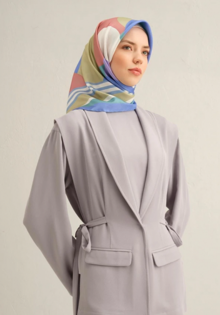 Armine Tivil İpek Eşarp 9313-56 Lila Karışık Desen