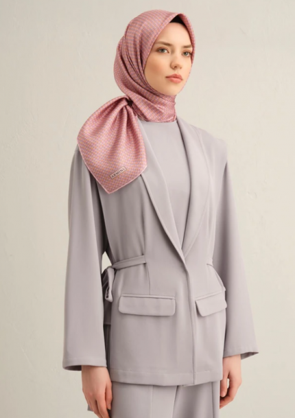 Armine Tivil İpek Eşarp 9307-33 Pembe Karışık Desen