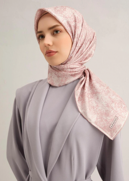 Armine Tivil İpek Eşarp 9311-86 Pembe Karışık Desen