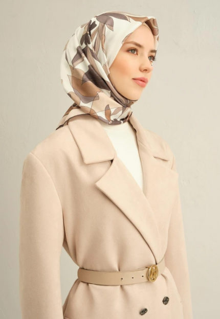 Armine Sura İpek Eşarp 9312-01 Beyaz Karışık Desen