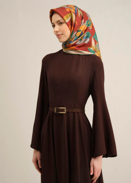 Armine Sura İpek Eşarp 9312-52 Bordo Karışık Desen