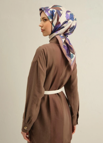 Armine Sura İpek Eşarp 9312-81 Mor Karışık Desen