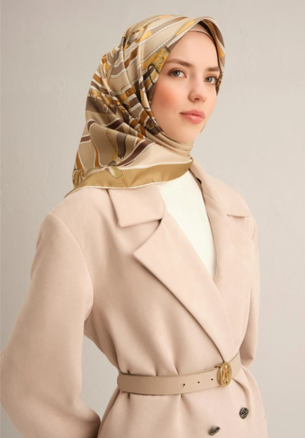 Armine Sura İpek Eşarp 9315-34 Yeşil Karışık Desen