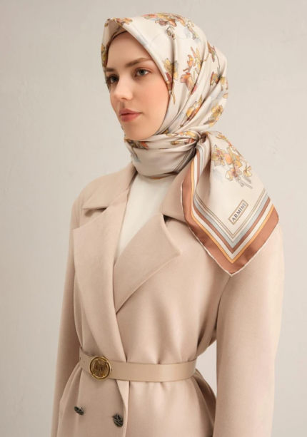 Armine Sura İpek Eşarp 9316-81 Gri Karışık Desen