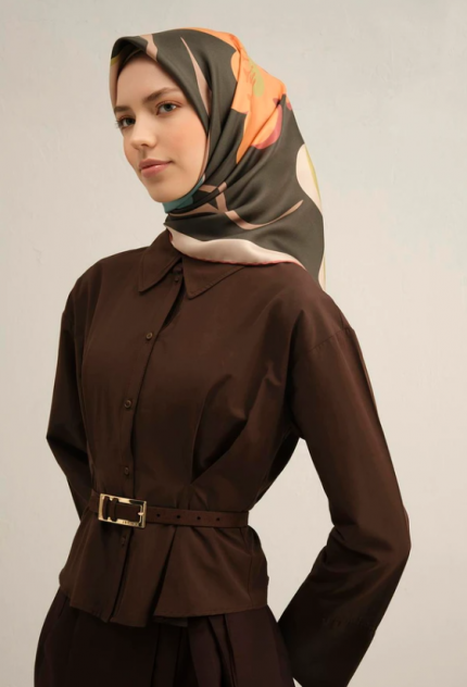 Armine Sura İpek Eşarp 9317-82 Yeşil Karışık Desen