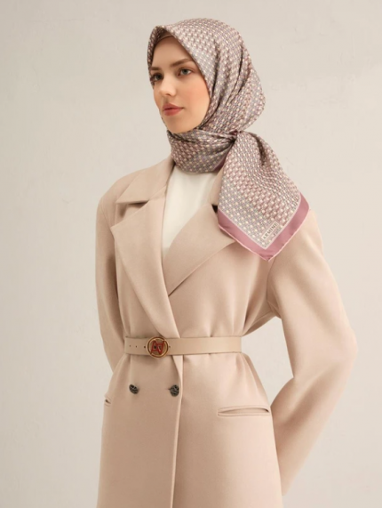 Armine Tivil İpek Eşarp 9319-84 Pembe Karışık Desen