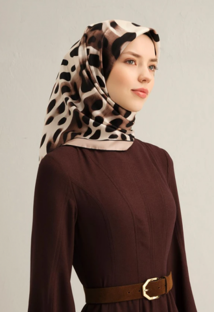 Armine Tivil İpek Eşarp 9320-04 Kahverengi Karışık Desen