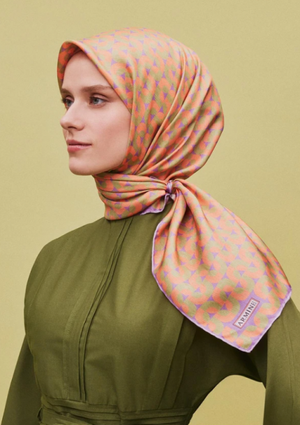 Armine Tivil İpek Eşarp 9321-33 Lila Karışık Desen