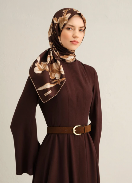 Armine Tivil İpek Eşarp 9324-52 Bordo Karışık Desen