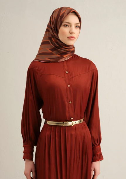 Armine Tivil İpek Eşarp 9325-24 Bordo Karışık Desen