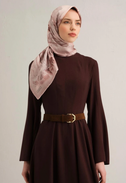 Armine Tivil İpek Eşarp 9326-32 Pembe Karışık Desen