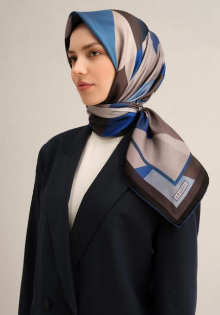 Armine Tivil İpek Eşarp 9331-58 Siyah Karışık Desen