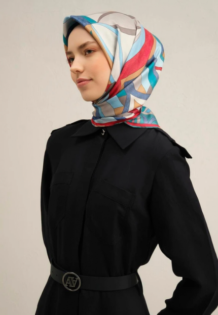 Armine Tivil İpek Eşarp 9336-81 Pembe Karışık Desen