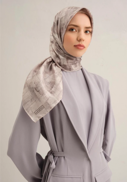 Armine Tivil İpek Eşarp 9339-81 Gri Karışık Desen