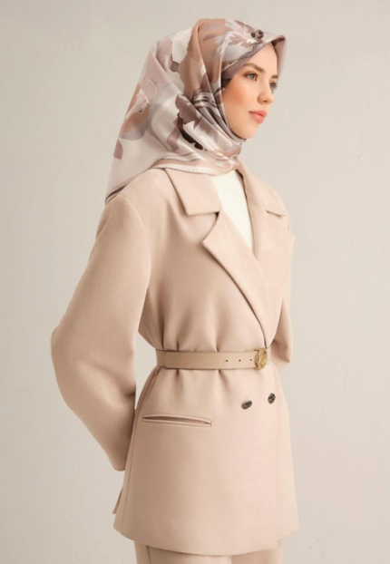 Armine Tivil İpek Eşarp 9340-86 Beyaz Karışık Desen