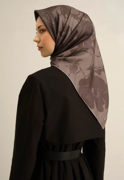 Armine Sura İpek Eşarp 9344-46 Gri Karışık Desen