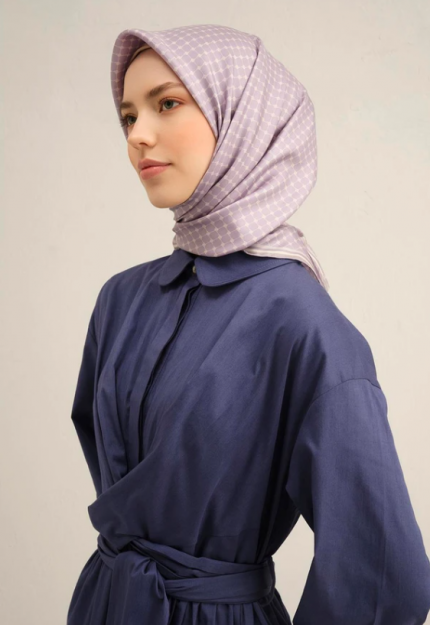 Armine Sura İpek Eşarp 9345-83 Lila Karışık Desen