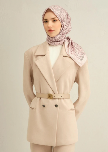 Armine Sura İpek Eşarp 9352-82 Pembe Karışık Desen