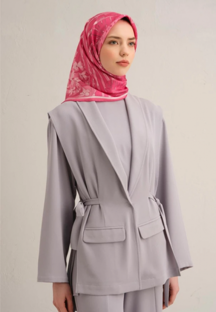 Armine Tivil İpek Eşarp 9353-36 Pembe Karışık Desen