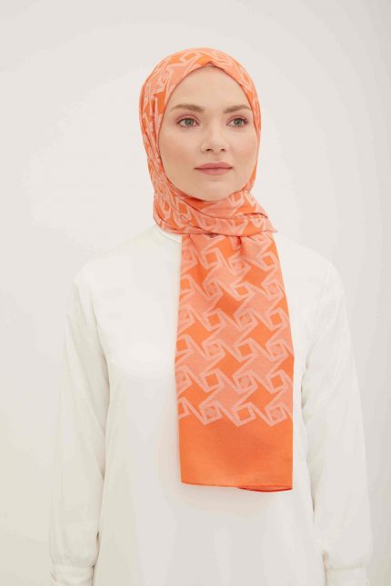 Armine Trend Akasya Şal Turuncu Desenli 4-22039