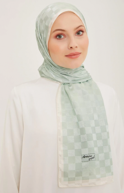 Armine Trend B.Janjan Şal 89 - Yeşil Dama Desen