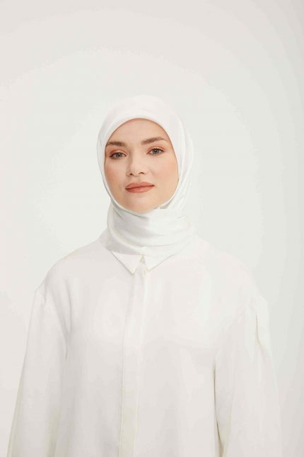 Armine Trend Beyaz Düz Renk Jan Jan Şifon Eşarp 01