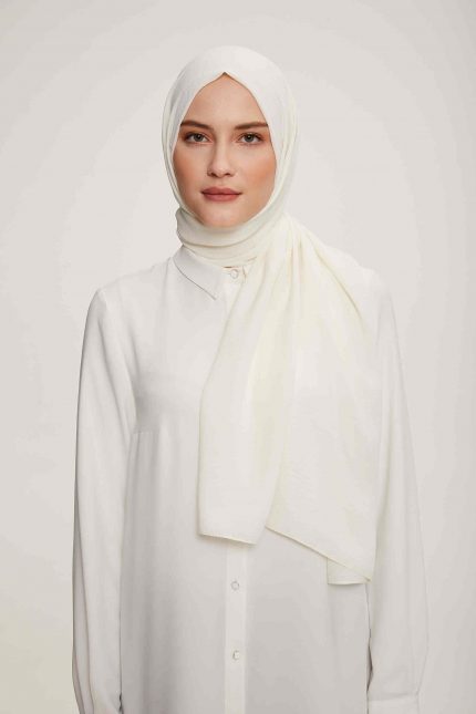 Armine Trend Beyaz Tek Renk Cazz Şal 4073