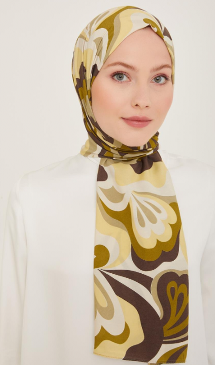 Armine Trend Defne Şal 6348-2-09 Yeşil Kahverengi
