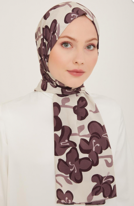 Armine Trend Defne Şal 6348-23 Mürdüm Krem