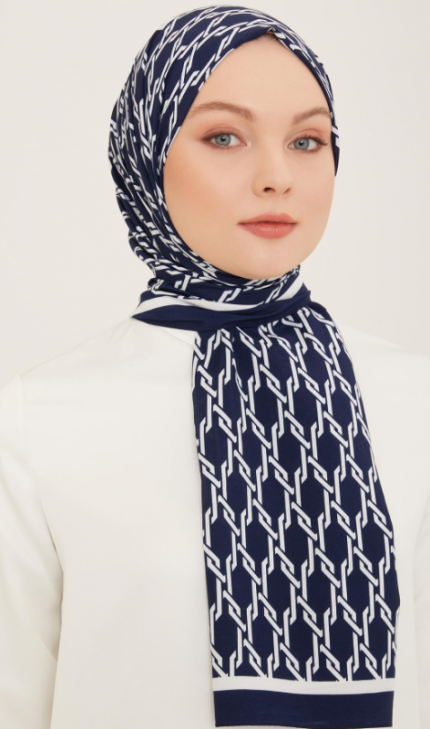 Armine Trend Defne Şal 5760-10 Lacivert-Beyaz