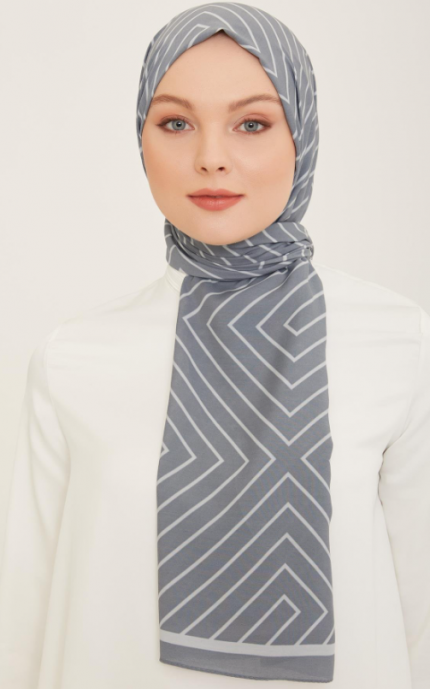 Armine Trend Defne Şal 5761-06 Gri-Beyaz