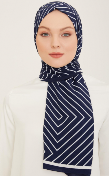 Armine Trend Defne Şal 5761-10 Lacivert-Beyaz