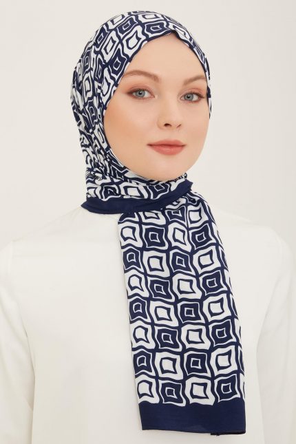 Armine Trend Defne Şal 5763-10 Lacivert-Beyaz
