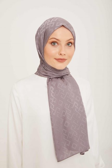 Armine Trend Jan Jan Gri Geometrik Desen Jakar Şal 5-3019