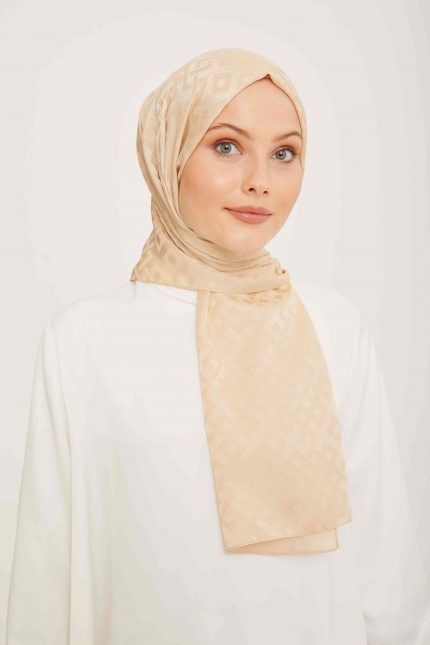 Armine Trend Jan Jan Koyu Krem Geometrik Desen Jakar Şal 5-3129