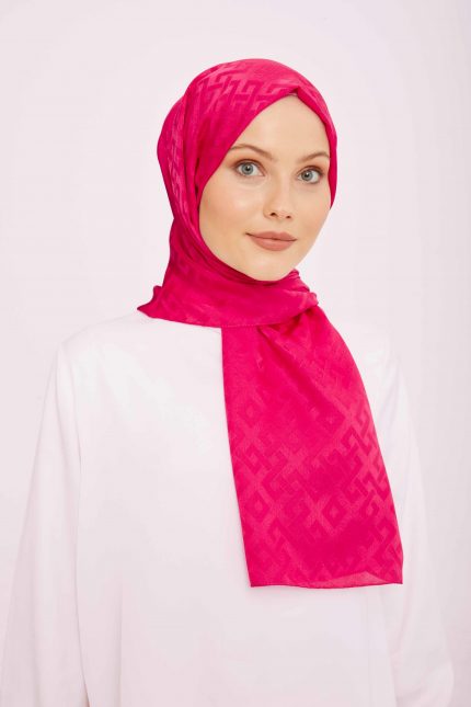 Armine Trend Jan Jan Pembe Geometrik Desen Jakar Şal 5-21226