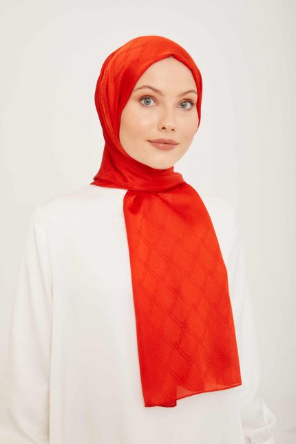 Armine Trend Jan Jan Turuncu Monogram Desenli Jakar Şal 6-21219