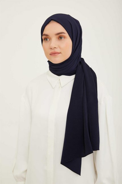 Armine Trend Lacivert Kırınkıl Şal-02