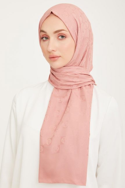 Armine Trend Lıfe Jakarlı Pudra A Logo Dama Desen Şal 23031