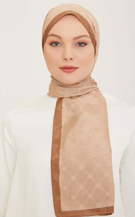 Armine Trend Monogram Şal 2-129 - Sütlü Kahve