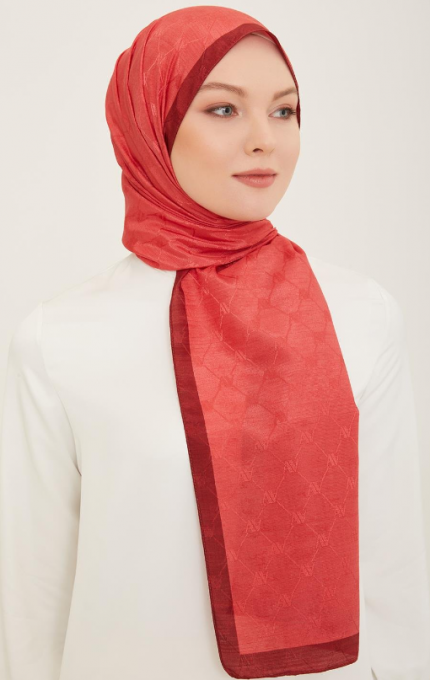 Armine Trend Monogram Şal 2-139 - Kırmızı