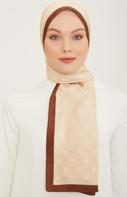 Armine Trend Monogram Şal 2-152 - Krem