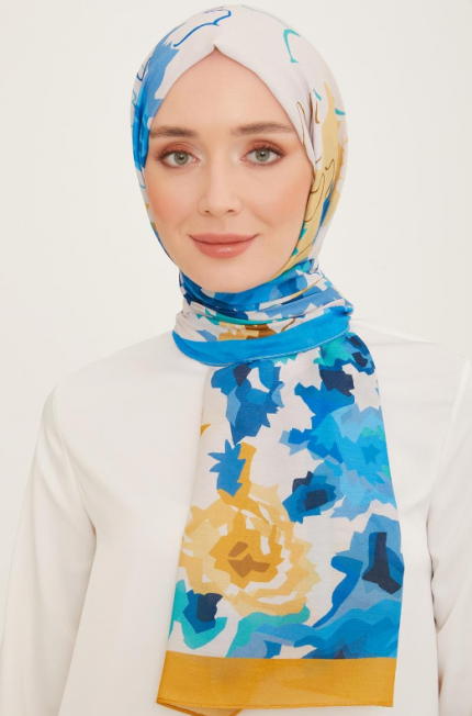 Armine Trend Şal 10001-03 Su yeşili, hardal sarı