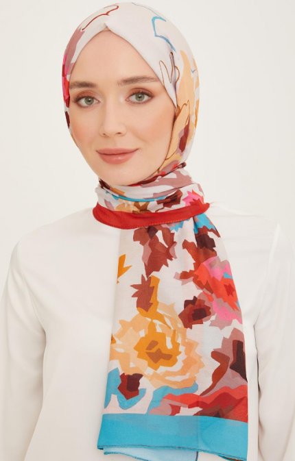 Armine Trend Şal 10001-04 Nar Çiçeği-Mavi