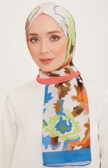 Armine Trend Şal 10001-05 Mavi-Turuncu